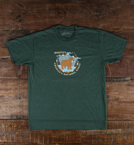 Good & Well Supply Co. - Protect National Parks T-Shirt - Forest Heather - Cabin Fever Outfitters
