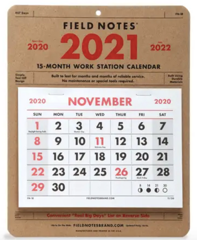 Field Notes - 15-Month Work Station Calendar