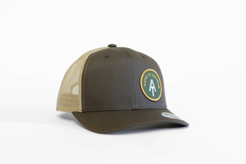 Squatchy - Appalachian Trail, Vintage Style Trucker Hat | SnapBack Cap: Brown/Khaki