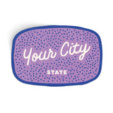 Endless August Supply Co. - Customizable Dotty Handwritten Script Text Sticker: 19 - purple/off white/royal blue / Standard 3" Size