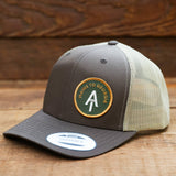 Squatchy - Appalachian Trail, Vintage Style Trucker Hat | SnapBack Cap: Brown/Khaki