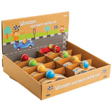 US Toy Company - Wooden Pull Back Race Car 8-Unit Display