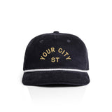 Endless August Supply Co. - Customizable Arch City Corduroy Hat | Name Drop Hat: Navy/yellow