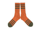 The Ampal Creative - Heather Stripes Socks: Olive / Navy