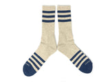 The Ampal Creative - Heather Stripes Socks: Olive / Navy