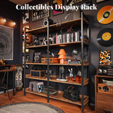 ShipItFurniture - Rustic Brown 5 Tier Bookcase With Raised Edges For Living Room: Rustic Brown / 5 Tier
