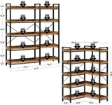 ShipItFurniture - 65 Inch Five Tier Corner Bookshelf With Open Shelves: Rustic Brown / 5 Tier