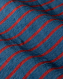 Quaker Marine Supply Co. - Long Sleeve Indigo Polo in 3/4" Red/Navy Stripe: M