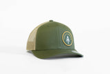 Squatchy - Appalachian Trail, Vintage Style Trucker Hat | SnapBack Cap: Brown/Khaki