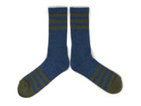 The Ampal Creative - Heather Stripes Socks: Orange / Olive