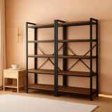 ShipItFurniture - Rustic Brown 5 Tier Bookcase With Raised Edges For Living Room: Rustic Brown / 5 Tier