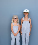 Of One Sea - Kid's Denim Overalls in Pinstripe: 12Y