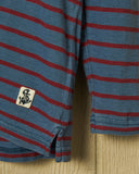 Quaker Marine Supply Co. - Long Sleeve Indigo Polo in 3/4" Red/Navy Stripe: XL