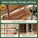 ShipItFurniture - Rustic Brown 5 Tier Bookcase With Raised Edges For Living Room: Rustic Brown / 5 Tier