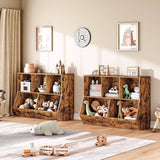 ShipItFurniture - Kids Bookshelf With Toy Storage Cubby 35.4 Inch Rustic Brown: Rustic Brown / 35.4"L X 11.8"W X 29.5"H