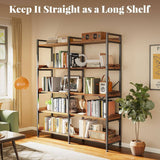 ShipItFurniture - Rustic Brown 5 Tier Bookcase With Raised Edges For Living Room: Rustic Brown / 5 Tier