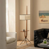 VIVZONE - Giraffe Soild Wood Tray Table Floor Lamp
