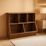 ShipItFurniture - Kids Bookshelf With Toy Storage Cubby 35.4 Inch Rustic Brown: Rustic Brown / 35.4"L X 11.8"W X 29.5"H