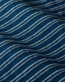 Quaker Marine Supply Co. - Long Sleeve Indigo Polo in Mid Wash Jacquard Stripe: L