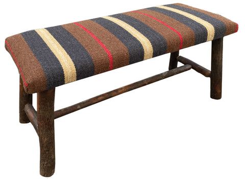 Chandler 4 Corners - Deep Woods 32" wool top hickory bench