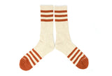The Ampal Creative - Heather Stripes Socks: Orange / Olive