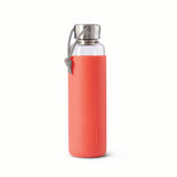 Black+Blum - Glass Water Bottle - Leak Proof with Protective Sleeve 600ml: Coral