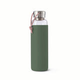 Black+Blum - Glass Water Bottle - Leak Proof with Protective Sleeve 600ml: Coral