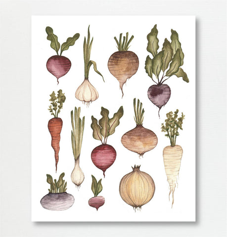 Fox & Fables - Art Print - Root Veggies: 8x10