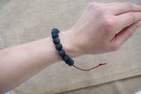 Curious Corners - Indigo-Dyed Yakusugi Cedar Beads Bracelet