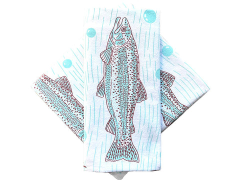 Noteworthy Paper & Press - Trout & Flies Tea Towel