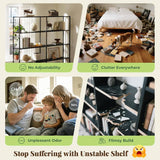 ShipItFurniture - Rustic Brown 5 Tier Bookcase With Raised Edges For Living Room: Rustic Brown / 5 Tier