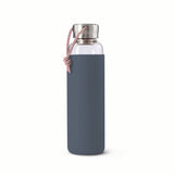 Black+Blum - Glass Water Bottle - Leak Proof with Protective Sleeve 600ml: Coral