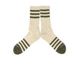 The Ampal Creative - Heather Stripes Socks: Olive / Navy