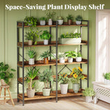 ShipItFurniture - Rustic Brown 5 Tier Bookcase With Raised Edges For Living Room: Rustic Brown / 5 Tier
