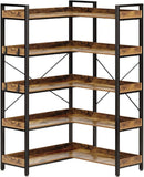 ShipItFurniture - 65 Inch Five Tier Corner Bookshelf With Open Shelves: Rustic Brown / 5 Tier