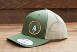 Squatchy - Appalachian Trail, Vintage Style Trucker Hat | SnapBack Cap: Brown/Khaki