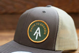 Squatchy - Appalachian Trail, Vintage Style Trucker Hat | SnapBack Cap: Brown/Khaki