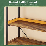ShipItFurniture - Rustic Brown 5 Tier Bookcase With Raised Edges For Living Room: Rustic Brown / 5 Tier