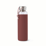 Black+Blum - Glass Water Bottle - Leak Proof with Protective Sleeve 600ml: Coral