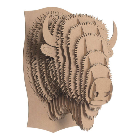 Cardboard Safari - Small Billy Cardboard Bison Head Art