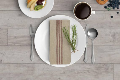 Old Lake George - Napkin Set Of 4 Red Nine Stripe 14x14