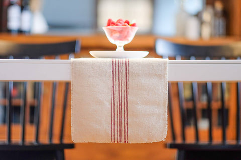 Old Lake George - Farmhouse Table Runner Red Nine Stripe