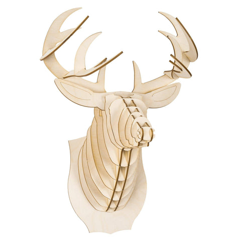 Cardboard Safari - Medium Size Birch Bucky Wood Deer Head - Cabin Fever Outfitters