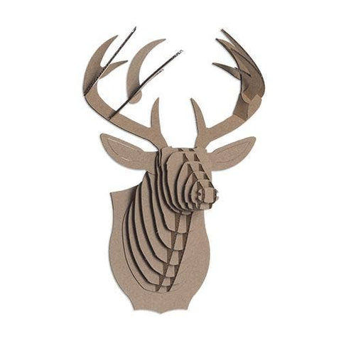 Cardboard Safari - Small Size Bucky Cardboard Deer Head - Brown
