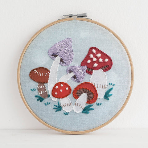 Antiquaria - Mushrooms Premium Embroidery Kit, 6 inch