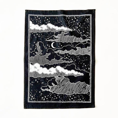 The Rise And Fall - Night Sky Kitchen Towel - Natural