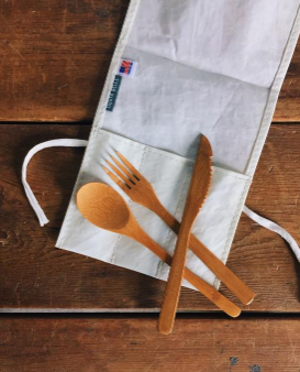 Bamboo Utensil Set with Sailcloth Roll - Cabin Fever Outfitters