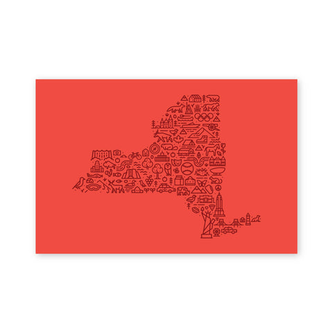 Fell - New York Map Postcard - Cabin Fever Outfitters