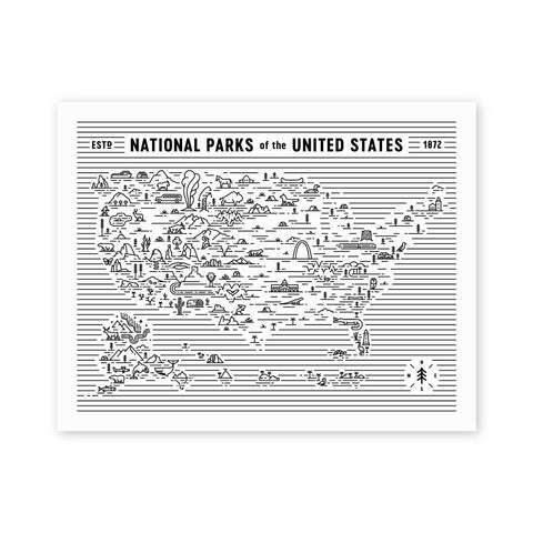 Fell - National Parks Map 11x14 - Cabin Fever Outfitters