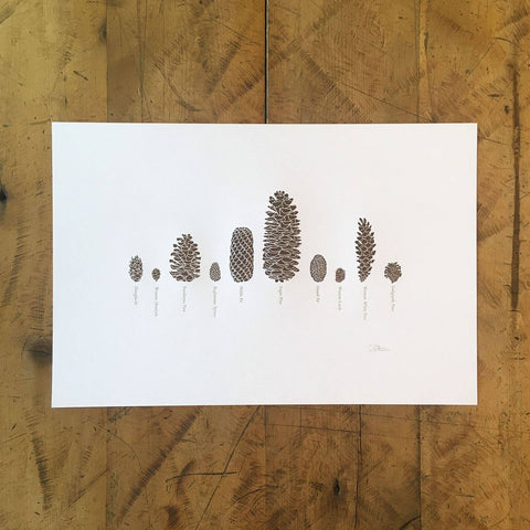 Green Bird Press - 12" x 18" A Few Pine Cones Letterpress Print - Cabin Fever Outfitters